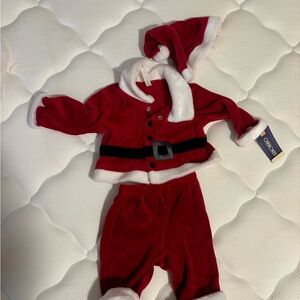 Cherokee Red & White Baby Holiday Romper with Faux-Fur Trim
